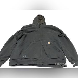 CARHARTT Lined Full Zip Hoodie Men’s XL Black Work Jacket Insulated